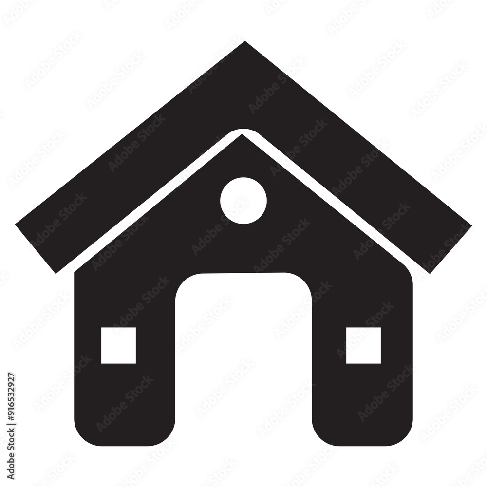 Simple monochrome house icon . Vector illustration. EPS 10/AI