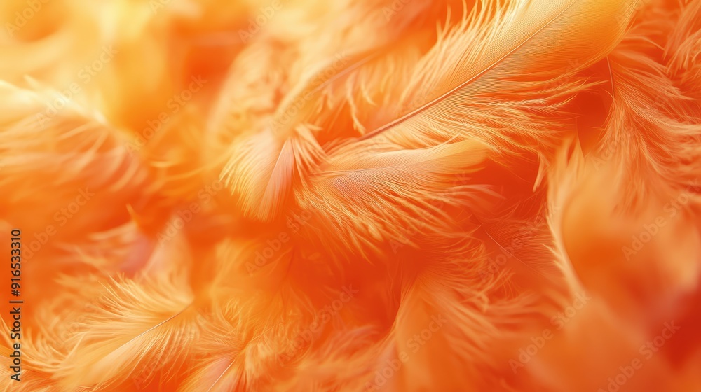 Orange closes the feather background. The generation of AI.