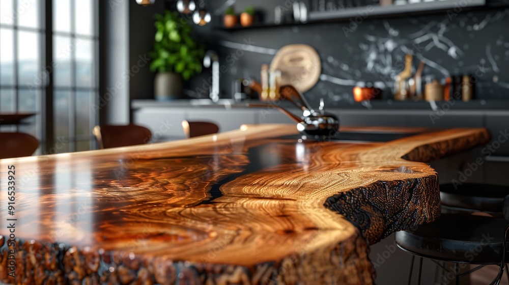 Modern kitchen with marble countertop. Modern kitchen with marble countertop.