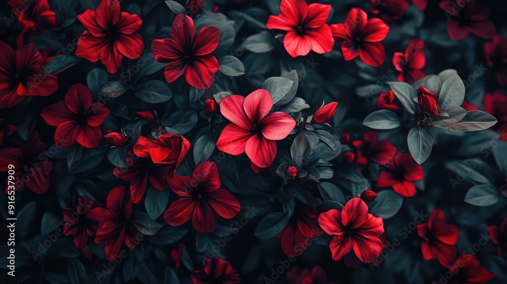 Close-up of blooming flower beds of amazing flowers. Ai generation