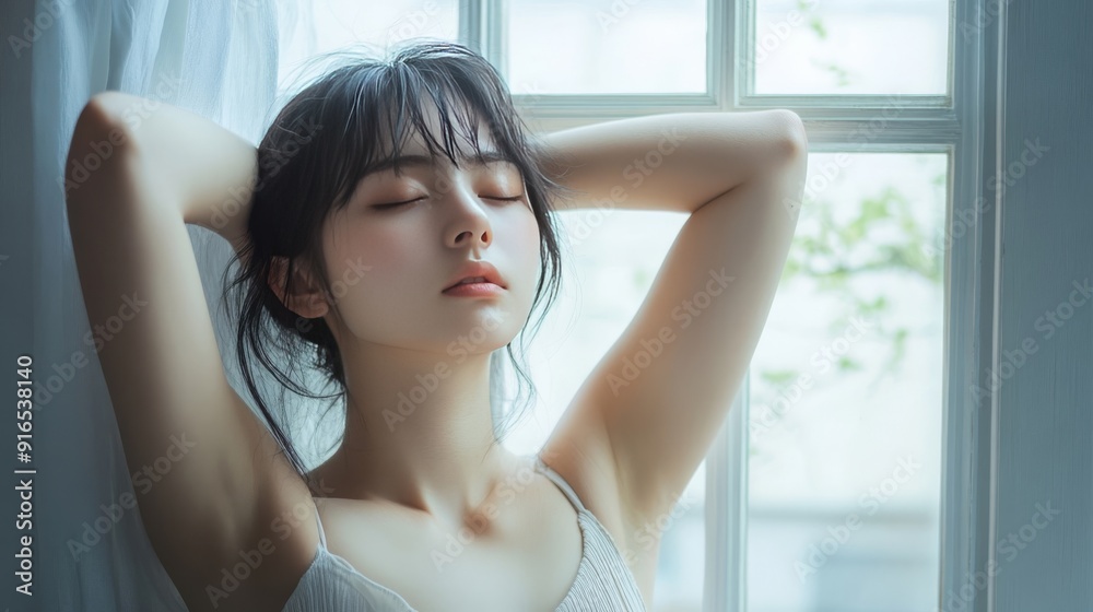 ストレッチをする女性 ストレッチをする女性