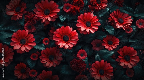 Close-up of blooming flower beds of amazing flowers. Ai generation