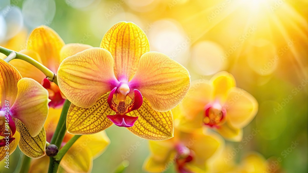 Close-up of vibrant yellow orchid flower with soft focus background, orchid, flower, yellow, close-up, nature, beauty, petal Close-up of vibrant yellow orchid flower with soft focus background, orchid, flower, yellow, close-up, nature, beauty, petal