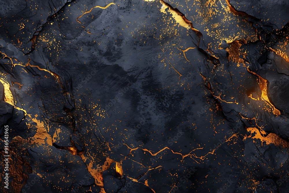 Abstract Gold and Black Rock Texture