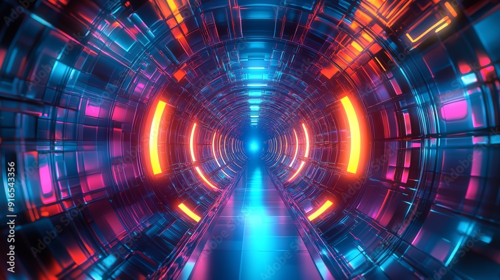 A vibrant, futuristic tunnel illuminated with neon lights, showcasing an abstract design and dynamic, glowing colors. A vibrant, futuristic tunnel illuminated with neon lights, showcasing an abstract design and dynamic, glowing colors.