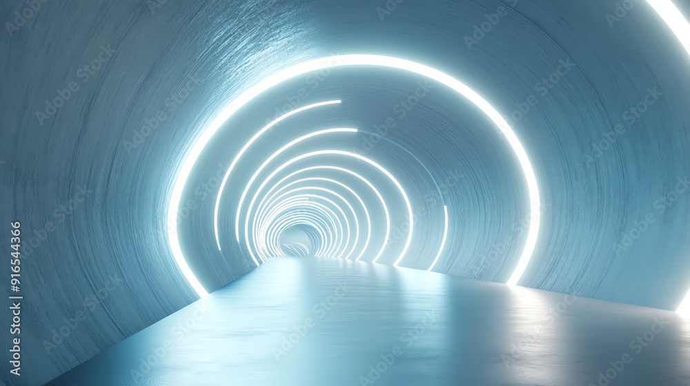 Futuristic tunnel with glowing lights and a smooth reflective surface, creating a mesmerizing and immersive atmosphere. Futuristic tunnel with glowing lights and a smooth reflective surface, creating a mesmerizing and immersive atmosphere.