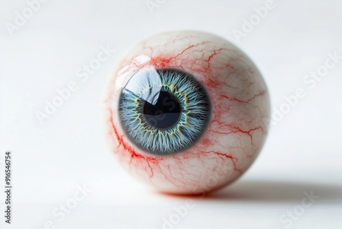 Rendering of Evil Human Eyeball Isolated on Blank White 3D Generative Illustration