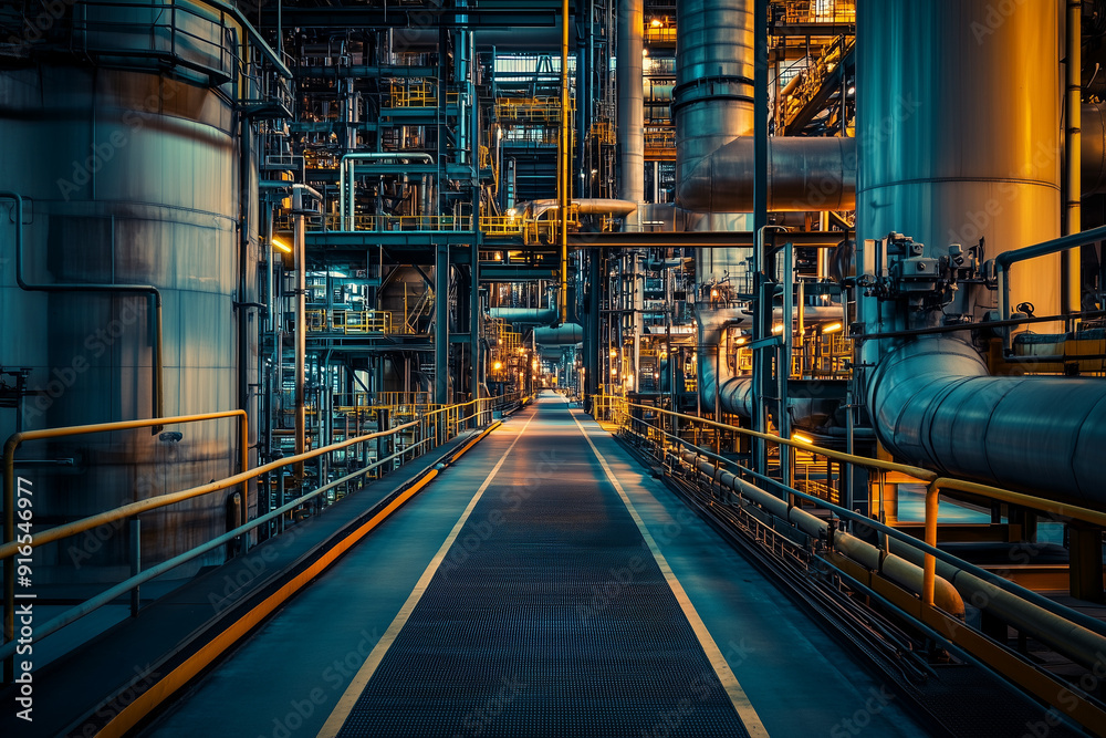 Interior pipeline design in industrial plant, Perspective view of industrial factory concept. Interior pipeline design in industrial plant, Perspective view of industrial factory concept.