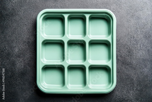 Hospital meal tray with divided sections, space for text on the tray