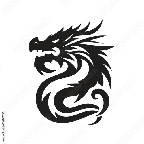 A Dragon Silhouette Vector Illustration.