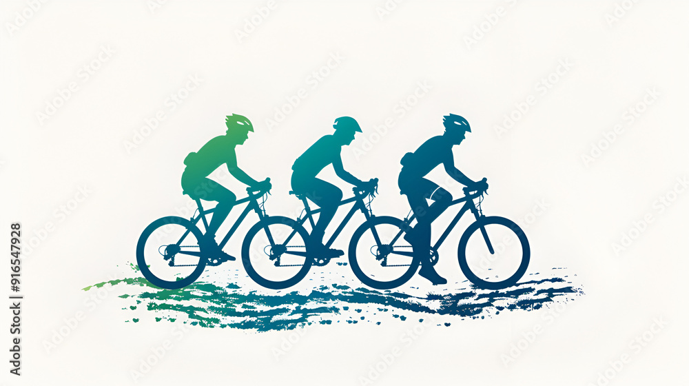 Fototapeta premium Miniature people: People use bicycles as vehicles to travel. Image use for energy reduction and exercise in everyday.