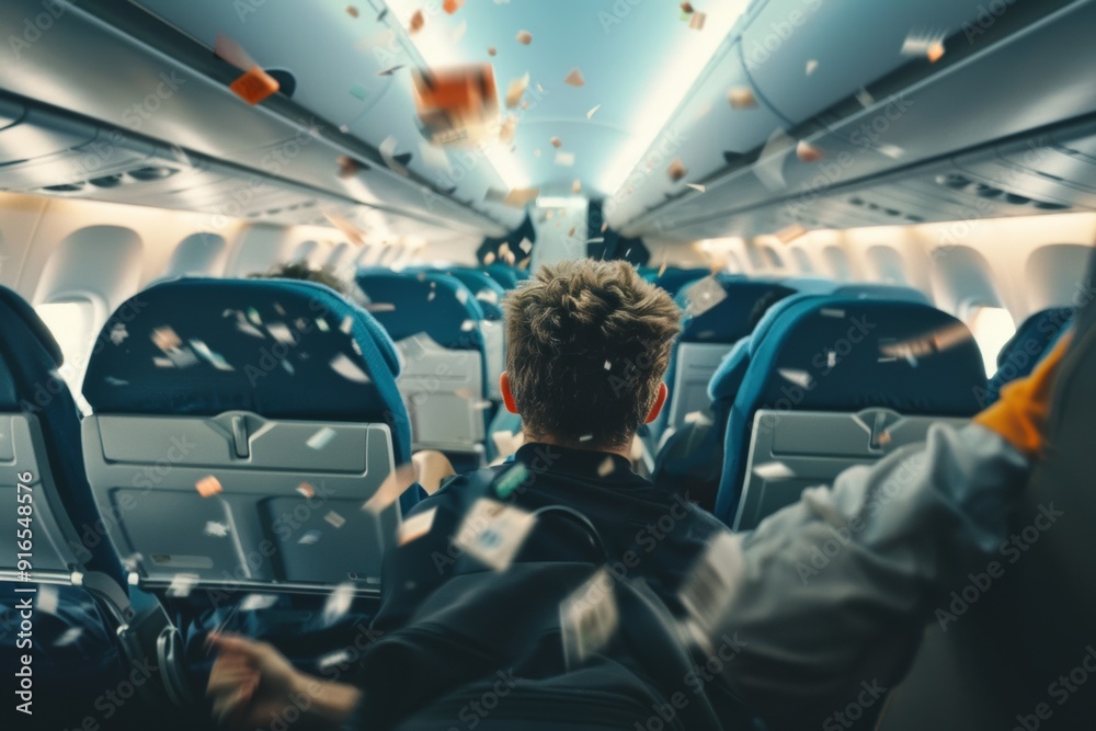Airplane cabin chaos serious turbulence affects many passengers. Seatbelt signs illuminate turbulence passenger flight. Finding strength and calm amid life's chaotic and stressful situations. Airplane cabin chaos serious turbulence affects many passengers. Seatbelt signs illuminate turbulence passenger flight. Finding strength and calm amid life's chaotic and stressful situations.