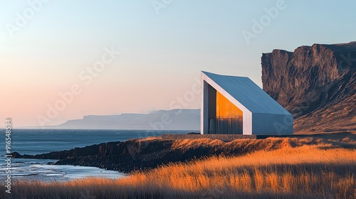 Tranquil Beauty of Strandarkirkja. Sacred architecture photo