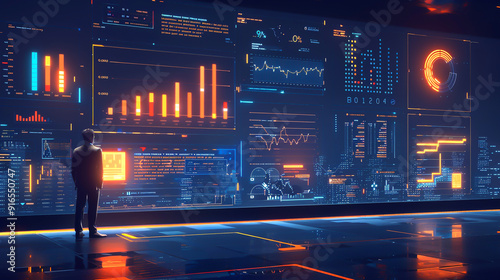 Wallpaper Mural Visual representation of big data analytics offering valuable performance metrics, side view, emphasizing datadriven decisionmaking, futuristic tone, Analogous Color Scheme Torontodigital.ca