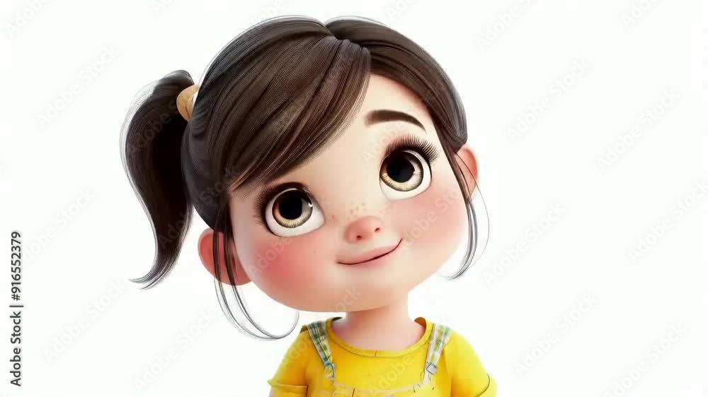 Cute Chubby Brunet Girl White Background Animation Cute Chubby Brunet Girl White Background Animation