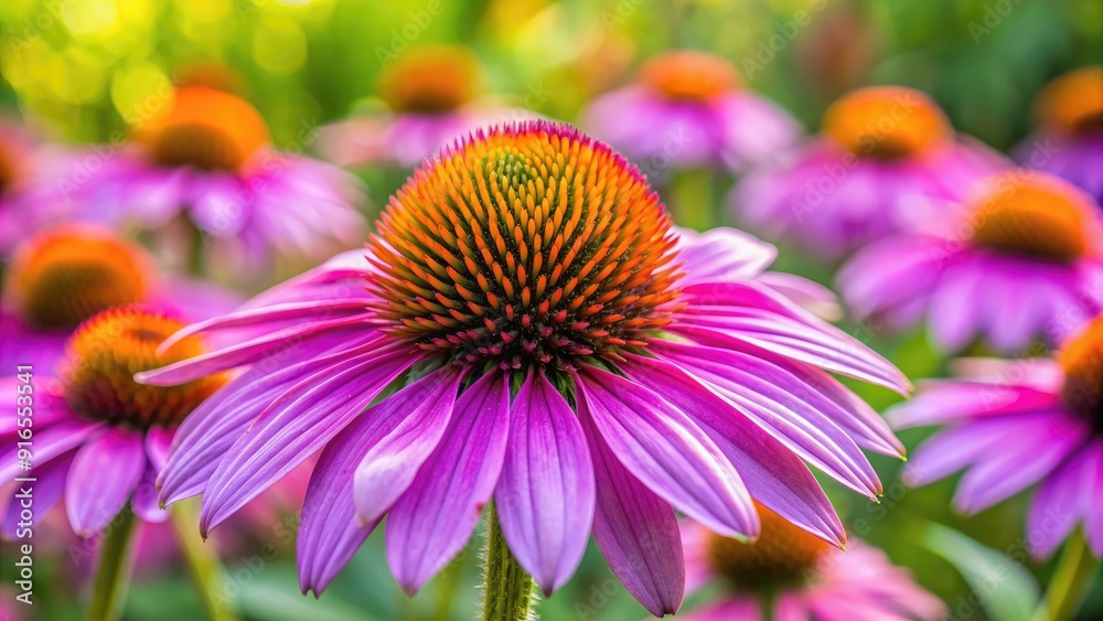 Obraz premium Close up of vibrant purple coneflower in the garden , echinacea, purpurea, coneflower, purple, vibrant, garden, close up, bloom
