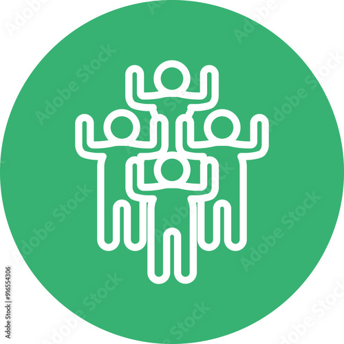 Political Rally Vector Line White Circles Multicolors
