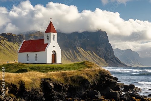 Majestic Strandarkirkja Church. Historical architecture concept photo