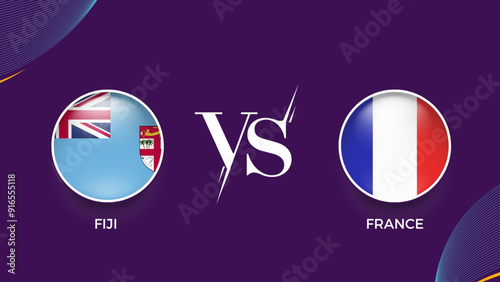 fiji vs France broadcast template for social media. vector illustration