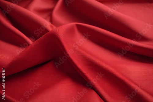 Embossed fabric, pleated. Red material textile. photo