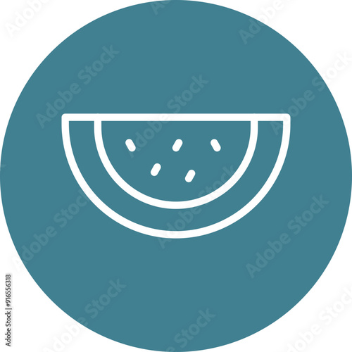 Watermelon Slice Vector Line White Circles Multicolors