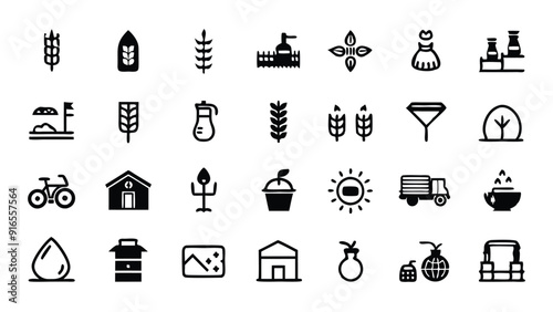 Set of 30 outline icons related to smart farming  (5). photo