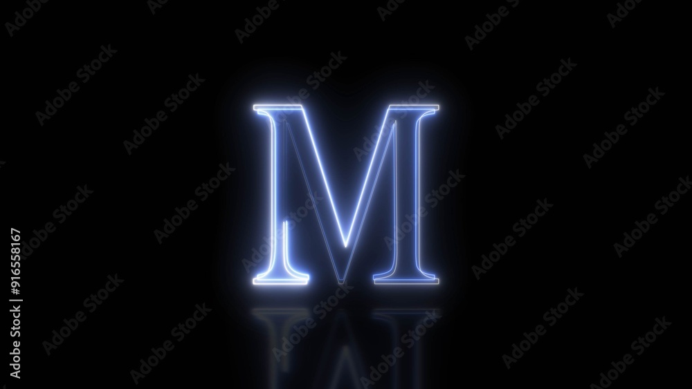 Glowing Neon Light Letter Symbol  illustration on Black Background.