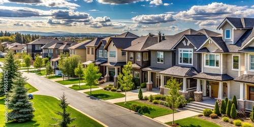 Suburban neighborhood in Calgary with modern homes and green spaces, Calgary, suburbs, residential, houses, community