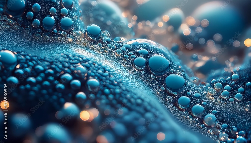 Nano Medical Technology: Bubbled Abstract Fluid Particle Flow in Science Fiction Illustration