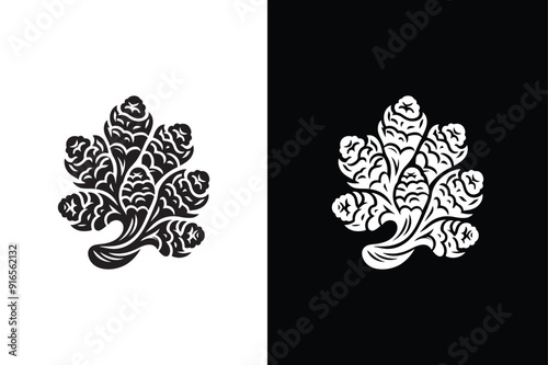 Ginger Solid icon silhouette vector illustration. Ginger root rhizome seasoning herb flat vector icon