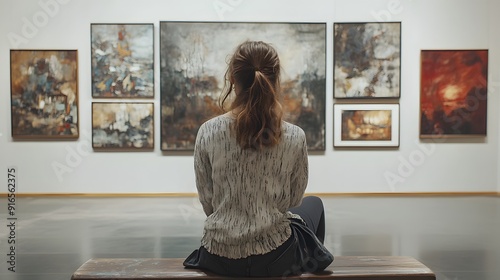 Contemplating Art in a Modern Gallery. Cultural Appreciation concept