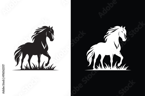 Horse silhouette icon vector illustration. Horse Icon black white