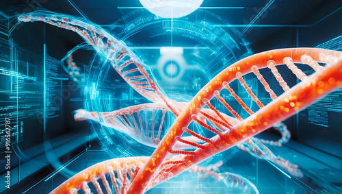 Obraz na płótnie Human dna concept, complex molecular structure background, genetics, science w salonie