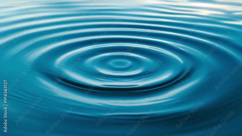 Close-up of concentric ripples forming on the calm surface of blue water, creating a soothing and tranquil visual effect. Close-up of concentric ripples forming on the calm surface of blue water, creating a soothing and tranquil visual effect.