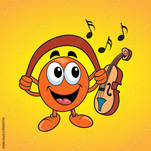 Cheerful smiley face on orange background