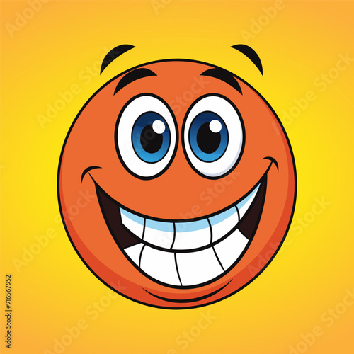 Cheerful smiley face on orange background