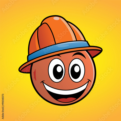Cheerful smiley face on orange background