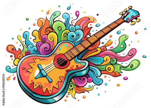 guitar and musical notes