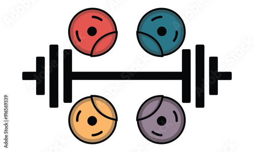 A flat vector illustration of barbell isolated on white background