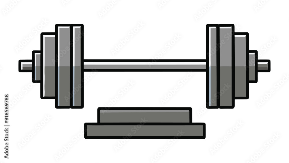 A flat vector illustration of barbell isolated on white background A flat vector illustration of barbell isolated on white background