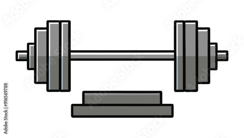 A flat vector illustration of barbell isolated on white background