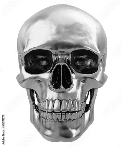 Wallpaper Mural silver metal, steel skull isolated Torontodigital.ca