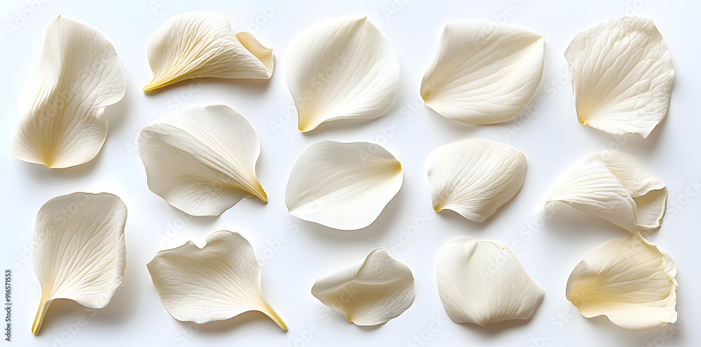 Collection of white flower petals isolated on a white background Collection of white flower petals isolated on a white background