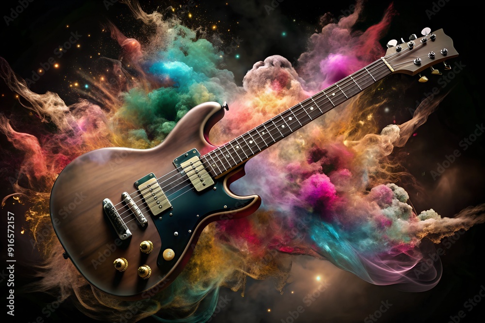 Naklejka premium electric guitar in the night