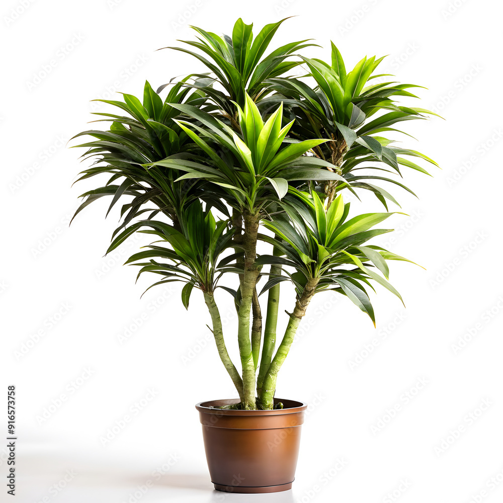 Obraz premium dracaena tree in pot isolated on white background