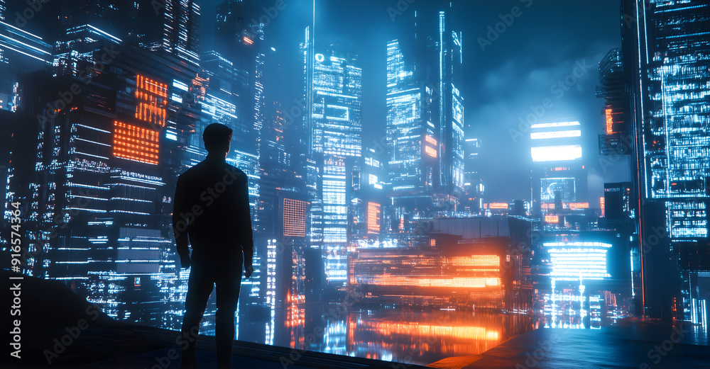 Fototapeta premium Cyberpunk City Silhouette
