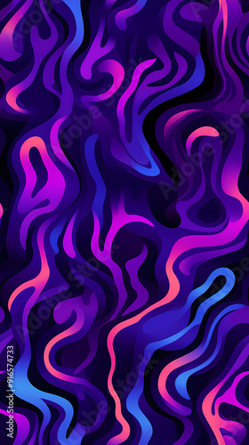 futuristic neon squiggle figures flyer purple hues design poster background