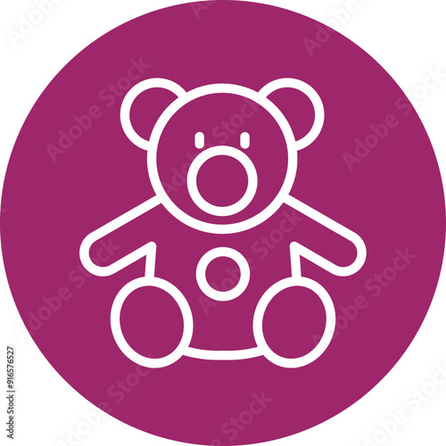 Teddy Bear Vector Line White Circles Multicolors