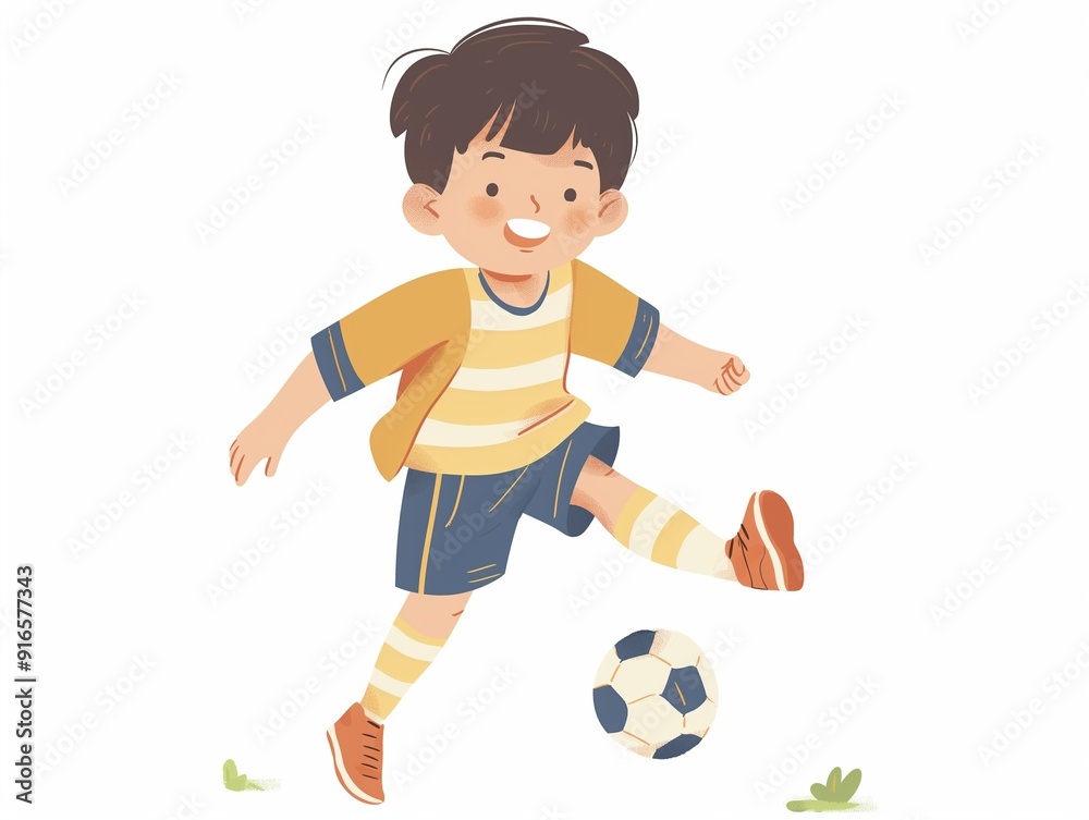A child play football. simple illustration. AI generated A child play football. simple illustration. AI generated