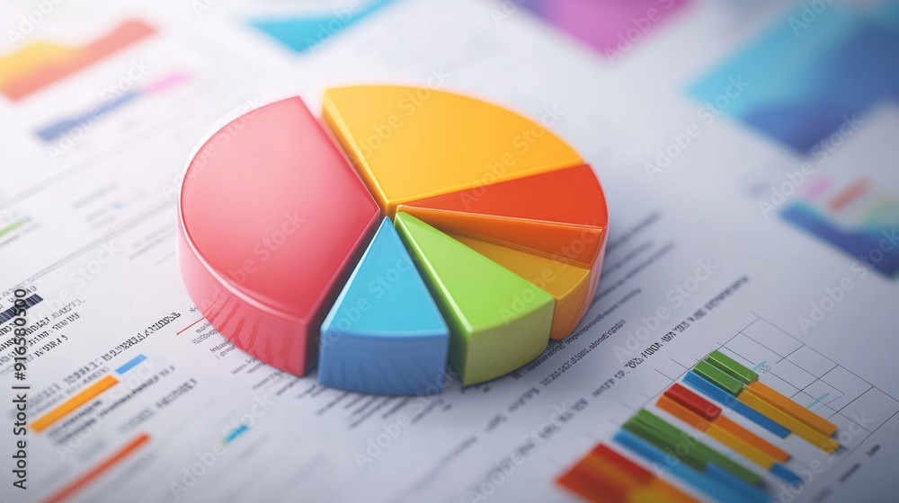A presentation slide featuring a pie chart with clear labels and percentages, showcasing business metrics. A presentation slide featuring a pie chart with clear labels and percentages, showcasing business metrics.